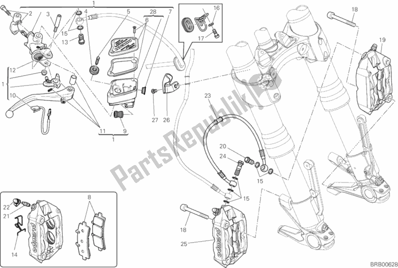 All parts for the Front Brake System of the Ducati Diavel FL Thailand 1200 2019